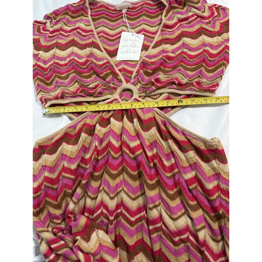 Show Me Your Mumu 'Carlo' Cut Out Horizon Stripe Knit Dress Size XL Retro NEW - Picture 7 of 16